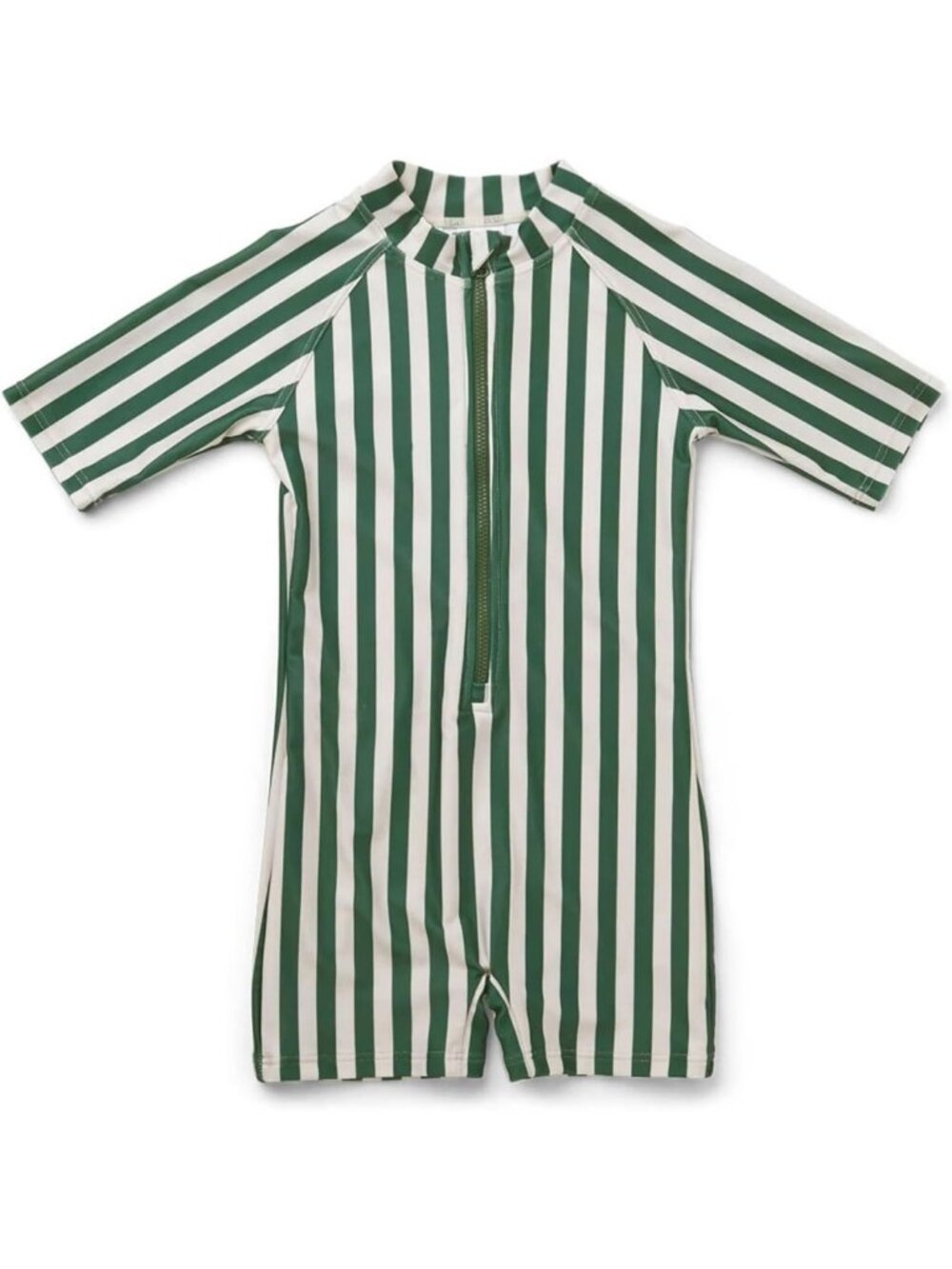Quick-Dry Toddler Boys' Zipper One-Piece Rash Guard Swimwear - Green Stripes